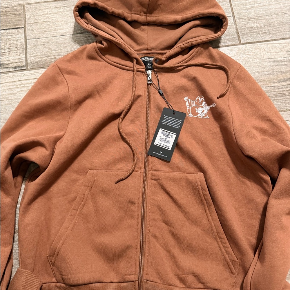 True Religion Tan Zip-Up Hoodie